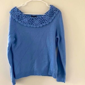 Crocheted collared sweater by Caroline Taylor size large.